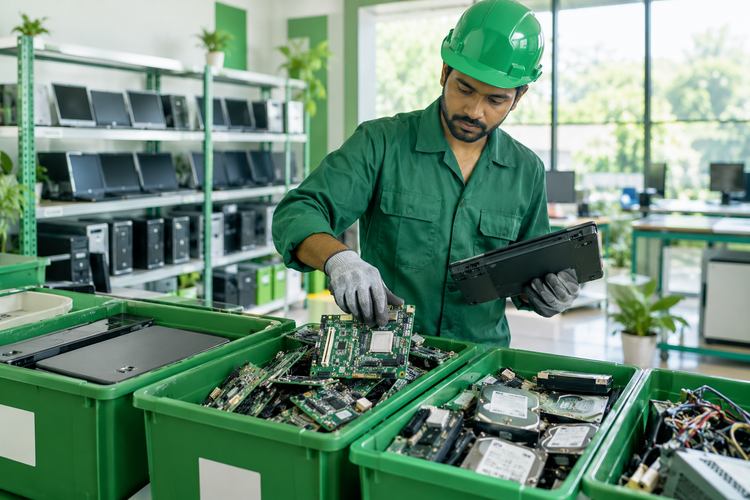 E-Waste Mart team handling e-waste